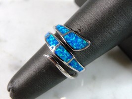 Womens Sterling Silver Modernist Opal Spiral Ring 3.8g E6373 - £27.69 GBP