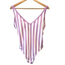 Kona Sol One Piece Purple Stripe Print V-Neck Adjustable Bathing Suit Si... - £15.86 GBP