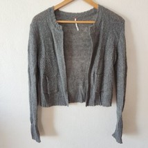 Free People Mohair Wool Blend Open Front Cropped Gray Cardigan Size XS Cottage - £27.97 GBP