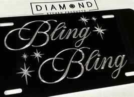 Engraved Bling Bling Sparkle Diamond Etched License Plate Aluminum Metal Car Tag - £18.34 GBP