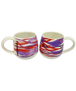 Set of 2 Starbucks 12 ounces 2016 Watercolor Purple Red Mug Cup - $17.75