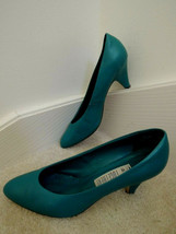 Ladies Shoes Size 8 1/2 M Jade Green Leather 3&quot; Heel Pumps $75 Value by ... - £19.13 GBP