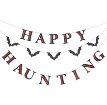NEW HAPPY HAUNTING Gothic Halloween Glittered Garland 3 pc 7-9 ft long b... - £7.78 GBP