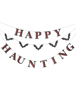 NEW HAPPY HAUNTING Gothic Halloween Glittered Garland 3 pc 7-9 ft long b... - £7.78 GBP