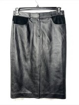DKNY Women&#39;s Skirt Black Leather Size 6 - £54.71 GBP