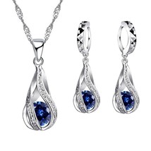 925 Sterling Silver Earrings And Necklace Set Drop Cute Top Trendy Jewelry  - £32.16 GBP