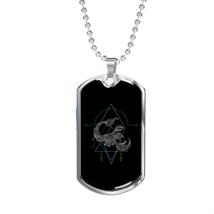 Scorpio Black  Zodiac Necklace Stainless Steel or 18k Gold Dog Tag 24&quot; Chain - £37.32 GBP+