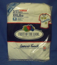 3 Mens Fruit of The Loom New White V Neck T Shirts Size XXL 50 52 - £11.94 GBP