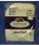 3 Mens Fruit of The Loom New White V Neck T Shirts Size XXL 50 52 - £11.88 GBP