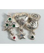 Holiday Wishes Heart Silver Tone Christmas Tree Joy Stocking Hat Brooch Pin - £5.60 GBP