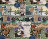 Cotton Stamps Newspaper Landscapes Flowers Fabric Print by Yard D588.53 - £10.41 GBP