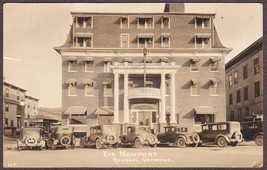 Newport, Vermont RPPC 1929 - Early Autos Parked Outside the Newport Hotel - £12.54 GBP