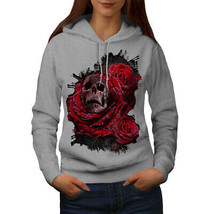 Wellcoda Rose Flower Metal Womens Hoodie, Concert Casual Hooded Sweatshirt - £29.07 GBP