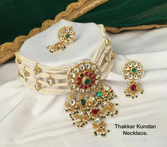 Indian Bollywood Gold Plated Close Choker Pearl Moti Necklace Kundan Jewelry Set - £98.81 GBP