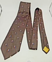 Vtg Retro 70s  Sears The Men&#39;s Store Brown red blue crest 4 inch Tie 56 inch - £11.97 GBP