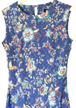 La Belle Dress Size Small Blue Floral Sheath Sleeveless Fitted Midi Stre... - $17.41