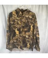 Men&#39;s North River Deer Buck Hunting Outdoorsman Button Shirt Size L - £19.78 GBP