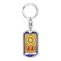 Tarot Card The Sun Keychain Dog Tag Stainless Steel or 18k Gold - £47.38 GBP