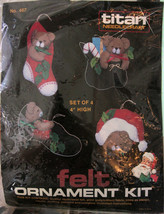 Vintage Titan Christmas Felt Ornament Kit Teddy Bears #467 Each 4&quot; - $9.99
