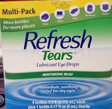 Refresh Tears Lubricant Eye Drops Multi-Pack 4 Plus 1 Bonus Bottle Moisture Dry - £20.75 GBP