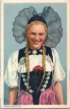 Vtg Postcard 1920s Bernese Oberlander Swiss Girl In Costume Berner-Oberlanderin - $9.85