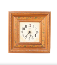 Vintage 70s Mid Century Modern MCM Wood Floral Hanging Wall Clock Farmhouse - £54.34 GBP