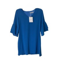 belongsci shift dress blue sz Large v-neck bell sleeves tiered New With Tag - £14.23 GBP