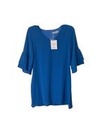 belongsci shift dress blue sz Large v-neck bell sleeves tiered New With Tag - $24.74 CAD