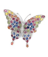 Sapphire, Diamond, and Gold Brooch 8.5 carat set in 18k White gold - $6,248.19 CAD