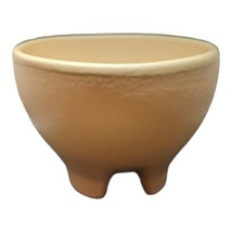 Vintage TIC Stamped Orange Cream Color Three Footed Bowl Pottery Ceramic USA - £6.99 GBP