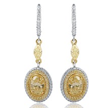 Authenticity Guarantee 
Drop Dangle Earrings 3.41 Ct Oval Marquise Round Yell... - £4,144.40 GBP