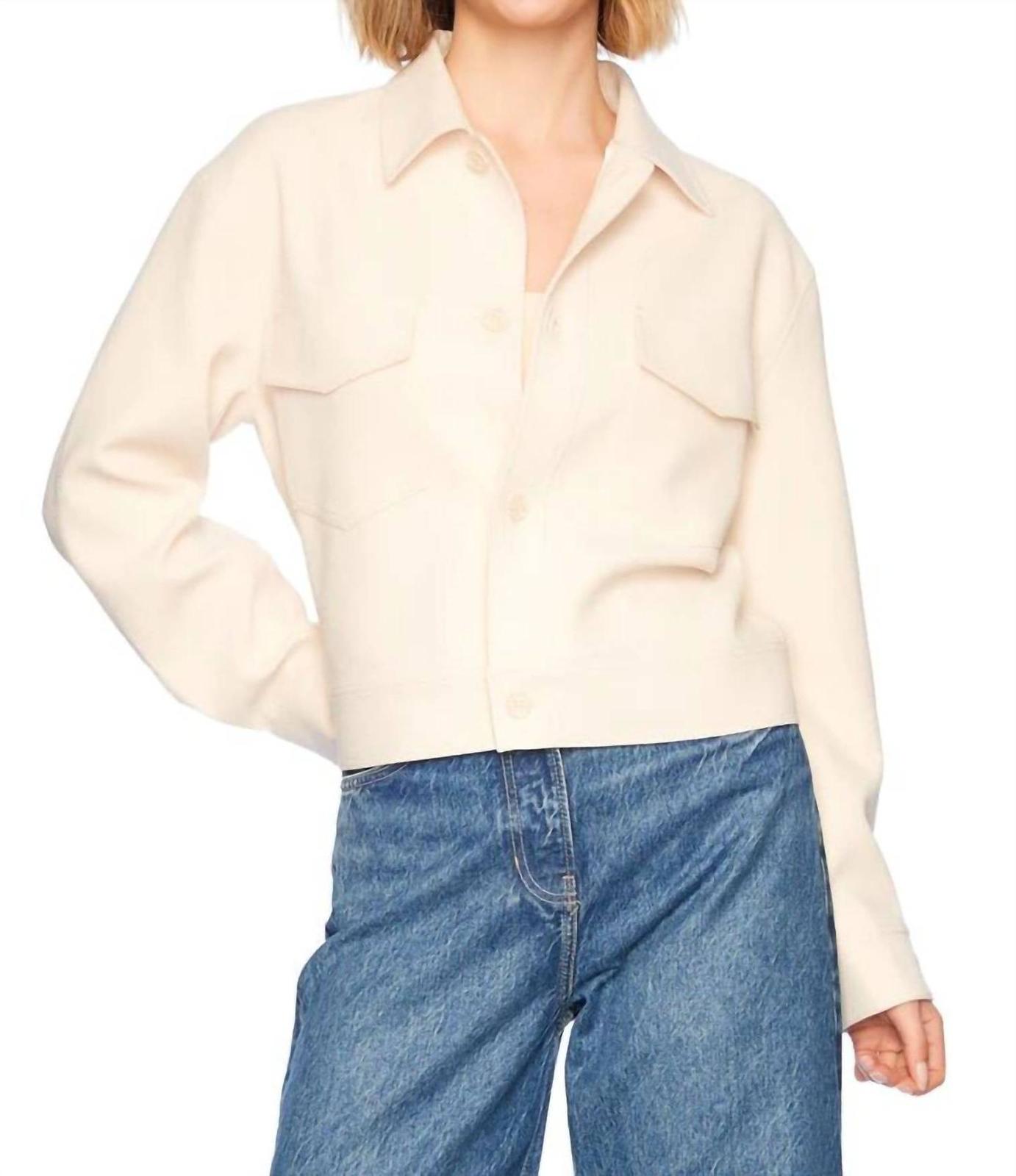 Susana Monaco Pebble Weave Oversized Cargo Jacket Belgian Creme - $129.00