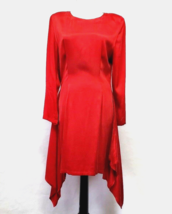 Mary Jo Bruno Womens Red Silk Dress Handkerchief size 6 long sleeve - £31.50 GBP