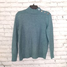 St. Johns Bay Sweater Womens Green Small Mock Neck Pullover Button Detail - £19.87 GBP