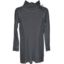 Prana Midi Dress S Womens Black Long Sleeve Mock Neck Button Bow Pullover - £21.54 GBP