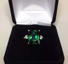 925 Plata de Ley Natural Certificado 7CT Emerald Octágono Forma Compromiso Aro - £49.53 GBP+