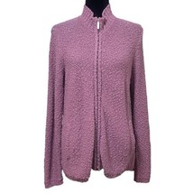 Coldwater Creek Purple Textured Full Zip Cotton Cardigan Sweater Size Me... - $41.99