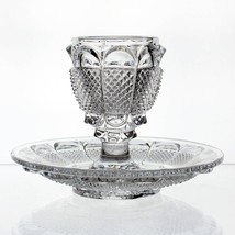 Baccarat Diamants et Feuilles Mustard with Underplate, Antique Lacy Glas... - £107.91 GBP