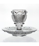 Baccarat Diamants et Feuilles Mustard with Underplate, Antique Lacy Glass c1840 - $135.00