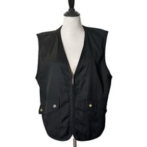 Chico&#39;s Design Sleeveless Vest Jacket Black Zip Up Pockets Women Size 3 XL - £23.42 GBP