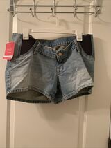 Isabel Maternity Women&#39;s Side Panel Mini Blue Jean Shorts Choose Your Size - $42.60 CAD+
