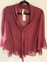 LANE BRYANT Business Blouse/Top-NEW Size 18 Maroon/White Dot 3/4 Sleeve ... - £11.75 GBP