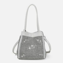 MABULA  Stylish Rhineston Tote Bucket Handbags with Clutch Purses 2 pcs Set Blin - £130.84 GBP