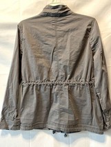 SO Retro Cinch Waist Utility Jacket Size L 40 In Chest 26 In Long Gray Pockets - £23.98 GBP