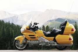 2001 Honda Goldwing yellow Motorcycle | 24x36 inch POSTER | vintage classic - £16.17 GBP