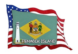 USA Delaware Flags Fenwick Lighthouse Decal Car Wall Window Cup Cooler L... - £5.47 GBP+
