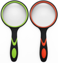 2 Pack 75Mm 10X Handheld Magnifying Glass,Rubber Reading Magnifier for K... - £9.59 GBP