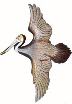 WorldBazzar Hand Carved Flying White Wood Pelican Wall Art Hang on Tropical Naut - £19.70 GBP