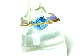 Sterling Silver &amp; 14kt Gold Tension Set Blue Topaz Ring by Tomasz Plodowski - £234.17 GBP