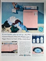 General Electric Filter Flo Washer - Laundry Truly Clean -1960 Vintage Print Ad - $11.45